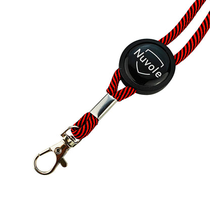 Round woven lanyard with black round regulator