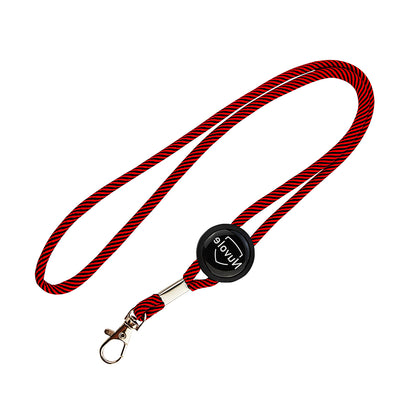 Round woven lanyard with black round regulator