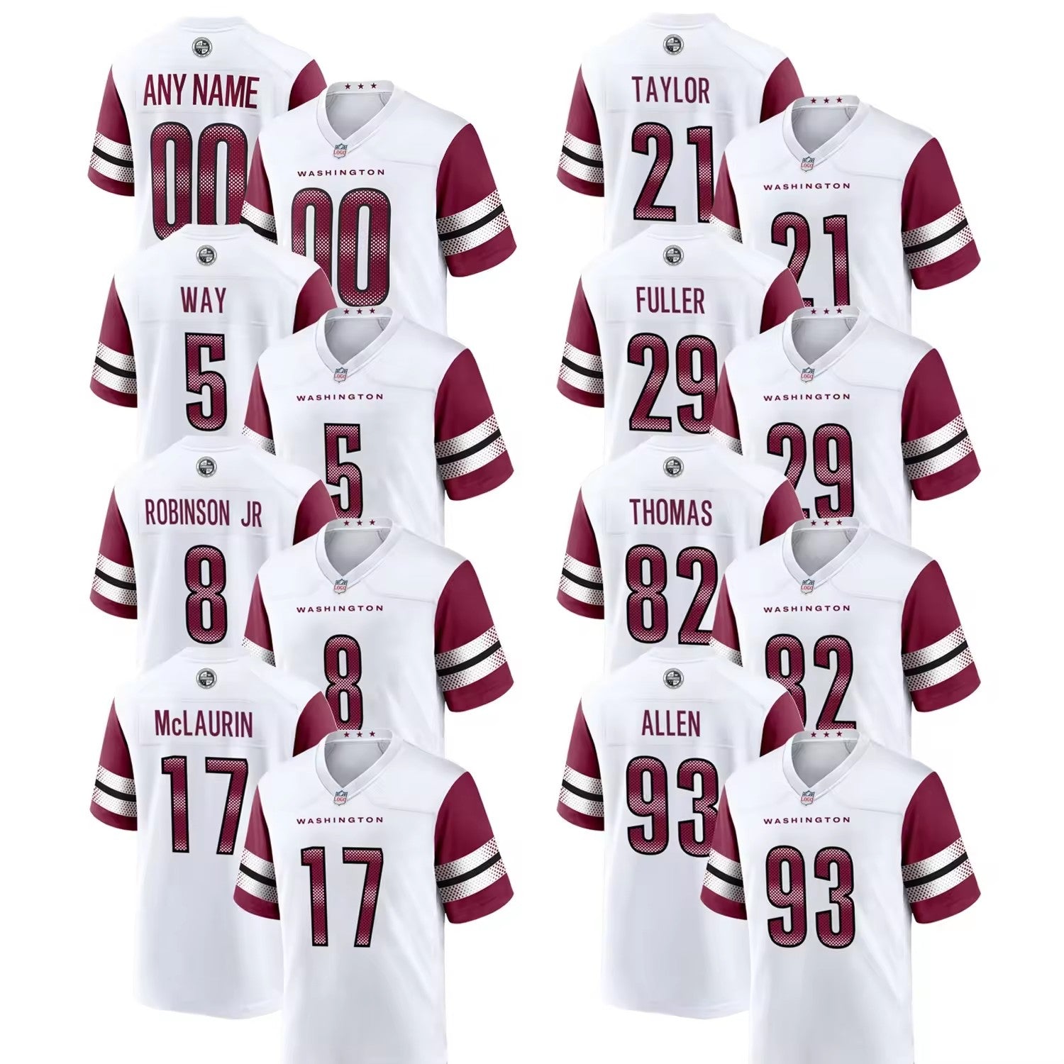 2024/25 Men's White Washington Commanders Team Jerseys Vapor Limited American Football Shirts Stitched