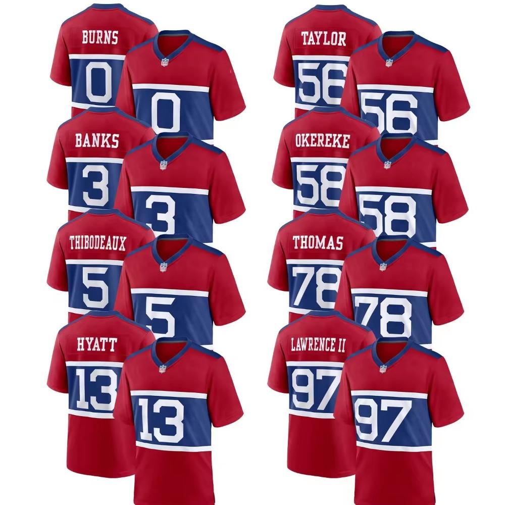 2024 Men's New York Football Team Jerseys Red Custom American Football Shirts Stitched