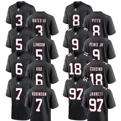 2024 NEW Men's Black Atlanta Football Team Jerseys Custom Stitched American Football Shirts