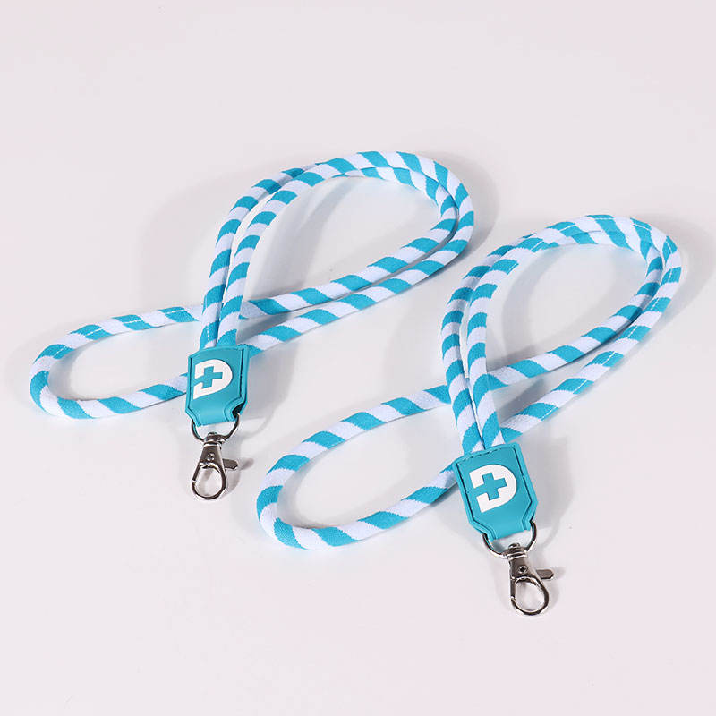 Woven Round Lanyard With PVC label