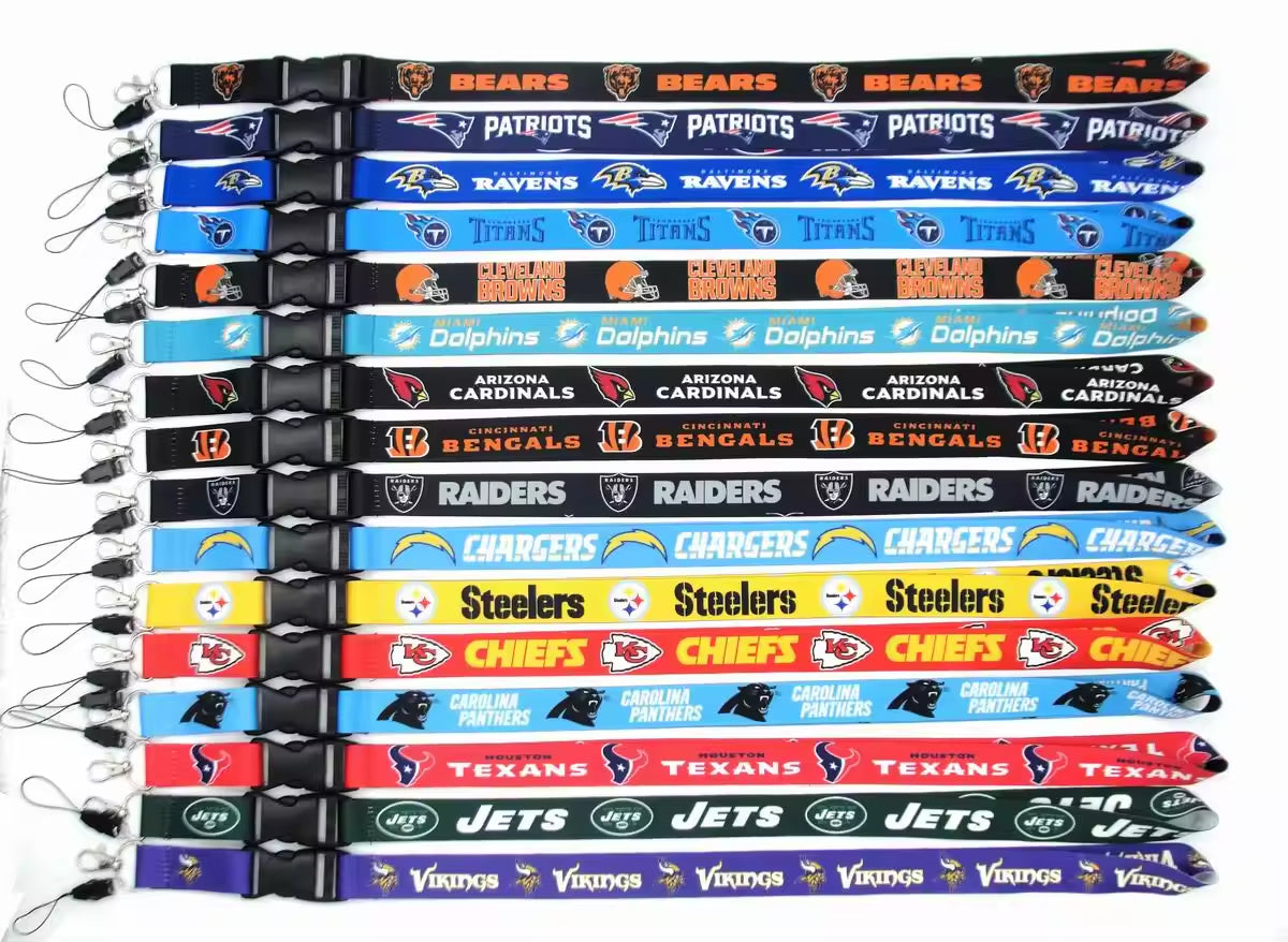 10-piece set USA Nfl Logo Neck Lanyard 2 Sides 32 Football Teams Detachable Strap Lanyards